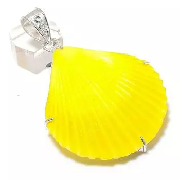 Подвеска из натурального желтого камня-ракушки из стерлингового серебра 925 пробы 2,96 дюйма D4e48