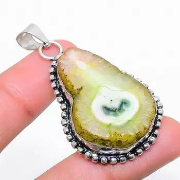 Подвеска из натурального желтого солнечного кварца из стерлингового серебра 925 пробы 2,09 дюйма k2a51