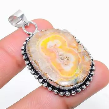 Подвеска из натурального желтого солнечного кварца из стерлингового серебра 925 пробы 1,89 дюйма j8A02