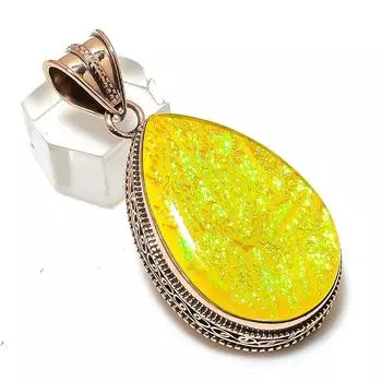 Подвеска из натурального желтого триплетного опала из меди ручной работы 2,21 дюйма e4C58