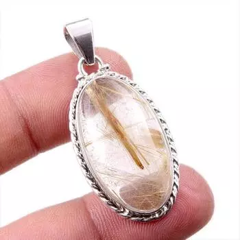 Подвеска из натурального золотистого рутила из стерлингового серебра 925 пробы 1,75 дюйма l6p29