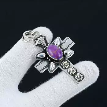 Подвеска из натуральной меди и бирюзы фиолетового цвета, подвеска из стерлингового серебра 925 пробы, подвеска из бирюзового ювелирного ожерелья, подарки ко Дню святого Валентина, подарок на день матери 2.55 фиолетовый