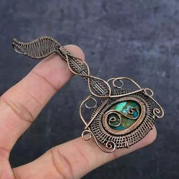 Подвеска из натуральной меди и хризоколлы с медной проволокой 3,66 дюйма C3H67