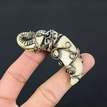 Подвеска из натуральной медной проволоки с резьбой по камню, резьбе по слону, 2,76 дюйма, j2E08