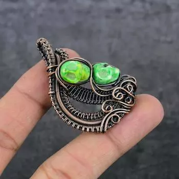 Подвеска из натуральной мозаики из яшмы и медной проволоки 2,17 дюйма o2p81