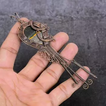 Подвеска из натуральной яшмы-шмеля с медной проволокой 5,12 дюйма c3l18