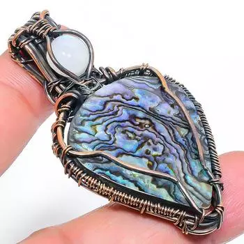 Подвеска из натуральной ракушки-ушка, ручной работы, медная проволока, 2,36 дюйма, p2P03