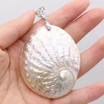 Подвеска из натуральной ракушки в винтажном стиле, модные украшения, овальная форма, колье из сплава, ожерелья, идеи подарков, ювелирные изделия, подарок высокого качества для женщин 35x50-40x60mm