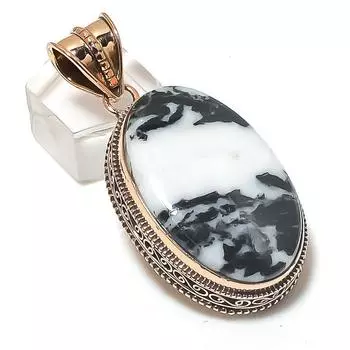 Подвеска из натуральной зебровой яшмы с драгоценным камнем ручной работы из меди 2,21 дюйма f5I31