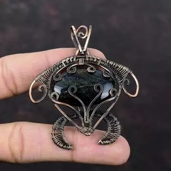 Подвеска из неллита, медная проволока, обернутая ювелирными изделиями, подвеска в виде черепахи, оригинальные ювелирные изделия из драгоценных камней, медная проволока, обернутая подвеска, подвеска ручной работы для подарка