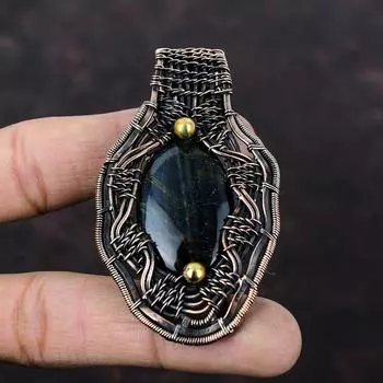 Подвеска из неллита, медная проволока, обернутая ювелирными изделиями, кулон с драгоценным камнем, ювелирные изделия из неллита, медная проволока, обернутая подвеска ручной работы, подвеска в стиле бохо, подарок для мамы