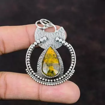 Подвеска из неллита, оригинальная подвеска из драгоценного камня, ювелирные изделия из неллита ручной работы, подвеска из стерлингового серебра 925 пробы, стильная подвеска, подарок для нее, элегантная подвеска