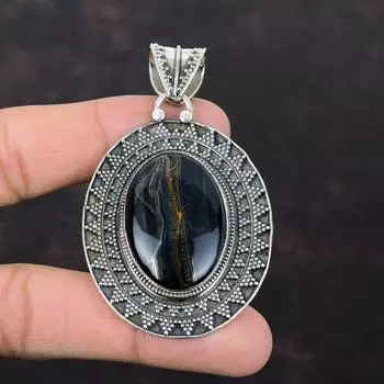 Подвеска из неллита ручной работы, уникальный дизайн, ювелирные изделия, подвеска из стерлингового серебра 925 пробы, винтажная подвеска, ювелирное изделие из драгоценного камня, подарок для жены, подвеска с камнем по случаю рождения