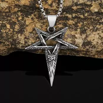 Подвеска из нержавеющей стали «Дьявольский глаз» с пентаграммой, мужское ожерелье из титановой стали, властная личность, ювелирные изделия