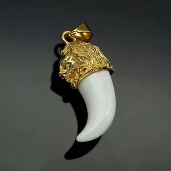 Подвеска из нержавеющей стали с головой льва и волчьими зубами, популярные персонализированные аксессуары для ношения гегемонии зелёный