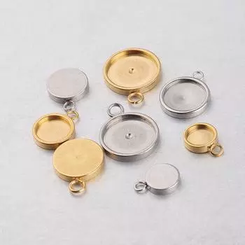 Подвеска из нержавеющей стали с токарным основанием и драгоценным камнем, аксессуар для самостоятельного изготовления, внутренний диаметр 6/8/10/12 мм Steel