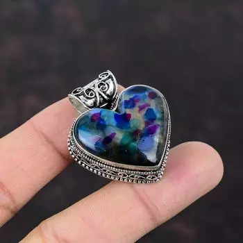 Подвеска из нескольких огненных лабрадоритов Красивая подвеска из драгоценных камней Подвеска из стерлингового серебра 925 пробы Антикварные ювелирные изделия Винтажная подвеска ручной работы Свадебный подарок