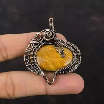 Подвеска из окаменелого коралла, подвеска из медной проволоки, подвеска из настоящего драгоценного камня, дизайнерская подвеска ручной работы, подарок для мамы, ювелирные изделия из медной проволоки