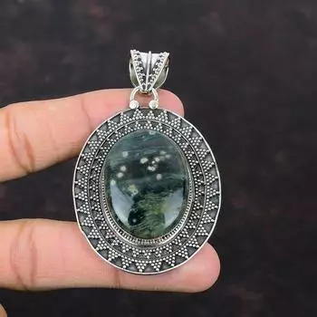 Подвеска из океанской яшмы, новые ювелирные изделия ручной работы, подвеска из стерлингового серебра 925 пробы, винтажные ювелирные изделия, подвеска из настоящего драгоценного камня, подарок на помолвку для невесты
