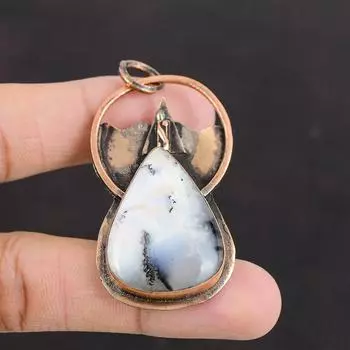 Подвеска из опала дендрита, медная подвеска, высококачественные ювелирные изделия из драгоценных камней, подвеска ручной работы, совершенно новая подвеска, потрясающие медные ювелирные изделия, подарок для друга