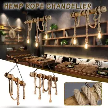 Подвеска из пеньковой веревки и люстры, люстра с головкой 3/6, винтажная бежевый