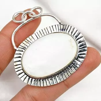 Подвеска из перламутра, подвеска из настоящего драгоценного камня, подвеска из цельного серебра 925 пробы, ювелирное изделие ручной работы, подарок на годовщину 2.13 Inches белый