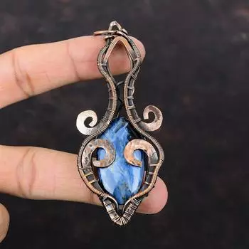 Подвеска из питерсита, кулон из медной проволоки, кулон с драгоценным камнем, медные украшения ручной работы, изысканный кулон, подарок для матери, ювелирные изделия из проволоки