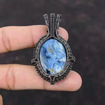 Подвеска из Питерсита Медная проволока Ювелирные изделия в обертке Драгоценный камень Медный кулон Ювелирные изделия из натурального камня Ювелирные изделия ручной работы из Питерсита Подвески с камнем