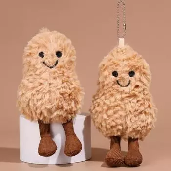 Подвеска из плюша в виде арахиса 17 см, симпатичная интерактивная игрушка, карманный размер, плюшевый брелок, украшение для гостиной, подарок на день рождения для девочек и мальчиков 1pc