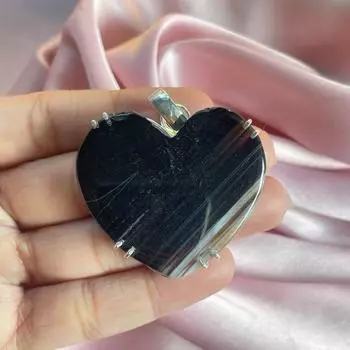 Подвеска из полосатого агата с серебряным ожерельем-цепочкой Подвеска из стерлингового серебра 925 пробы