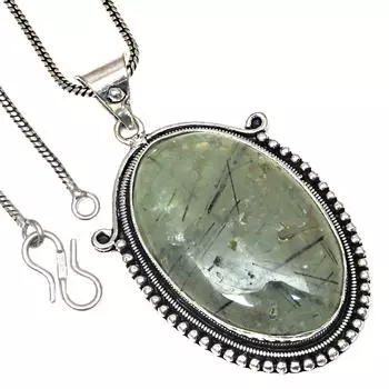 Подвеска из пренита, драгоценный камень, ручная работа, подарок на День святого Валентина, серебряное ювелирное изделие, 2 дюйма