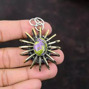 Подвеска из пурпурита, ювелирные изделия из драгоценных камней, подвеска из стерлингового серебра 925 пробы, позолоченная подвеска 18 карат, подвеска в виде клетки ручной работы, ювелирное изделие, подарок для друга, антикварная подвеска