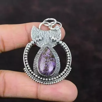 Подвеска из пурпурита, ювелирные изделия из настоящего драгоценного камня, подвеска из стерлингового серебра 925 пробы, красивые ювелирные изделия ручной работы, дизайнерская подвеска, подарок для него, удивительный кулон