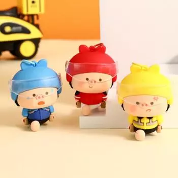 Подвеска из ПВХ с изображением мультяшной свиньи, брелок для ключей в виде куклы-мультяшной свиньи, декоративная сумка-брелок жёлтый