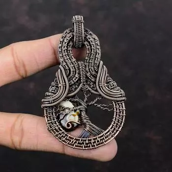 Подвеска из яшмы «Дерево жизни» из арахисового дерева, медная проволока, подвеска ручной работы, медная проволока, ювелирные изделия для подарка, дизайнерские драгоценные камни