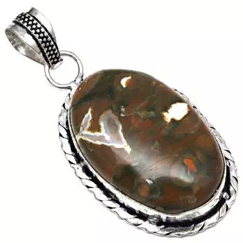 Подвеска из яшмы из тропического леса, серебряное украшение ручной работы на День матери, 2 дюйма