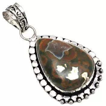 Подвеска из яшмы из тропического леса, серебряное украшение ручной работы на День матери, 2 дюйма