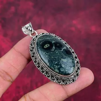 Подвеска из яшмы Камбаба, драгоценный камень, ручная работа, 925 пробы, кулон, уникальный дизайн, ювелирное изделие, на День благодарения 2.48 зелёный