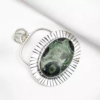 Подвеска из яшмы Камбаба, драгоценный камень, ручная работа, 925 пробы, кулон, уникальный дизайн, ювелирное изделие, на День благодарения 2.13 Inches зелёный