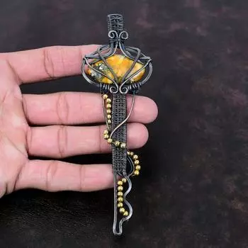 Подвеска из яшмы Малигано, обернутая медной проволокой, ювелирное изделие, оригинальный кулон с драгоценным камнем, брелок, кулон с медной проволокой, ручная работа, ювелирное изделие для подарка