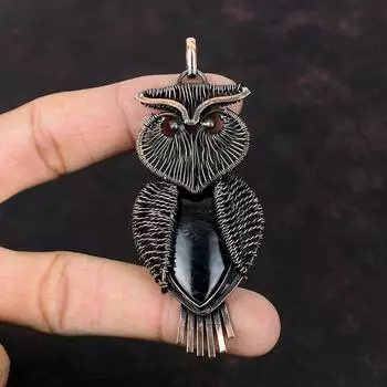 Подвеска из яшмы Пикассо, подвеска из драгоценного камня, обернутая медной проволокой, подвеска ручной работы в виде совы, ювелирные изделия из яшмы Пикассо, подарок на годовщину, ювелирные изделия из медной проволоки