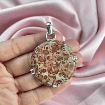 Подвеска из яшмы с астероидом и серебряным ожерельем-цепочкой Подвеска из стерлингового серебра 925 пробы