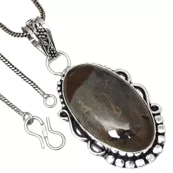 Подвеска из яшмы с дождевым лесом, подарочное серебряное украшение на День святого Валентина 2,25 дюйма