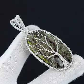 Подвеска из яшмы с кровью дракона, драгоценный камень, подвеска из стерлингового серебра 925 пробы ручной работы, ювелирные изделия из серебряной проволоки, ювелирные изделия из проволочной обмотки Древо жизни 2.16