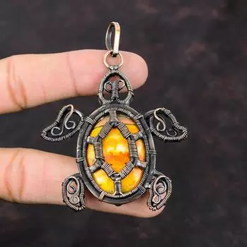 Подвеска из яшмы с медной проволокой, подвеска в виде черепахи ручной работы, подвеска из натурального драгоценного камня, антикварная медная подвеска, подарок для нее