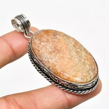 Подвеска из яшмы с призрачным глазом ручной работы, посеребренная 925 проба, 2,27 дюйма 2.27 розовый