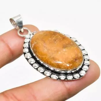 Подвеска из яшмы с призрачным глазом ручной работы, посеребренная 925 проба, 2,08 дюйма 2.08 розовый