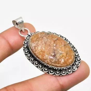 Подвеска из яшмы с призрачным глазом ручной работы, посеребренная 925 проба, 2,00 дюйма 2.00 розовый