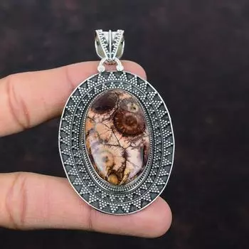 Подвеска из яшмы с птичьим глазом, винтажный кулон из драгоценного камня, подвеска из стерлингового серебра 925 пробы, подвеска ручной работы, изысканный ювелирный подарок для мамы, подвеска для женщин