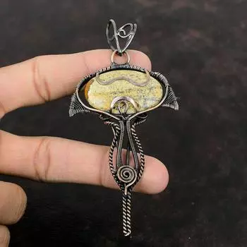 Подвеска из яшмы с рисунком, подвеска из медной проволоки, подвеска из настоящего драгоценного камня, ювелирное изделие из медной проволоки, совершенно новая подвеска, ювелирное изделие ручной работы для подарка